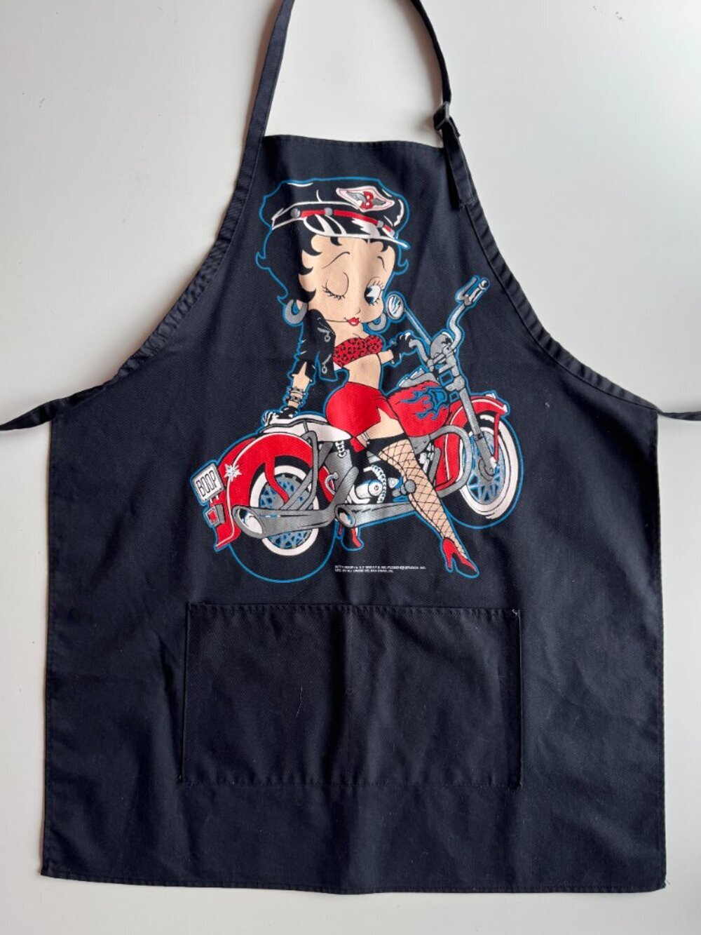 NWOT Vintage 1992 Fleischer Studios BETTY BOOP Biker Black Cotton Canvas Apron